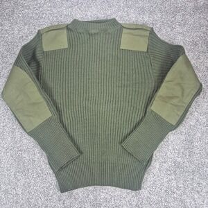 DSCP Military Wool Service Sweater Mens‎ 40 Green Epaulettes Elbow Patches